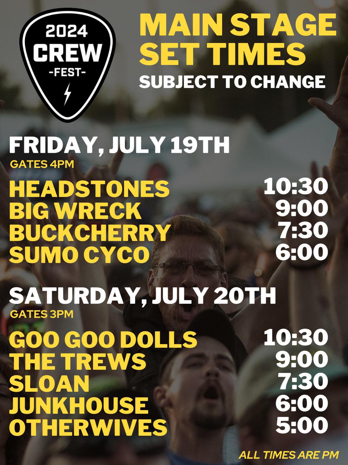 CREWFEST SCHEDULE