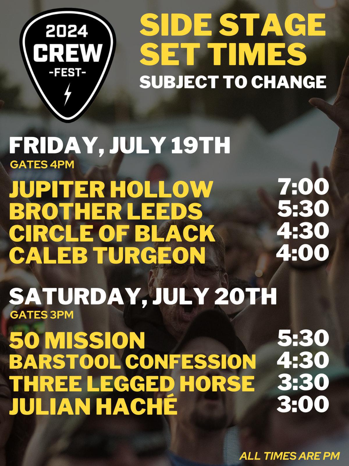 CREWFEST SCHEDULE