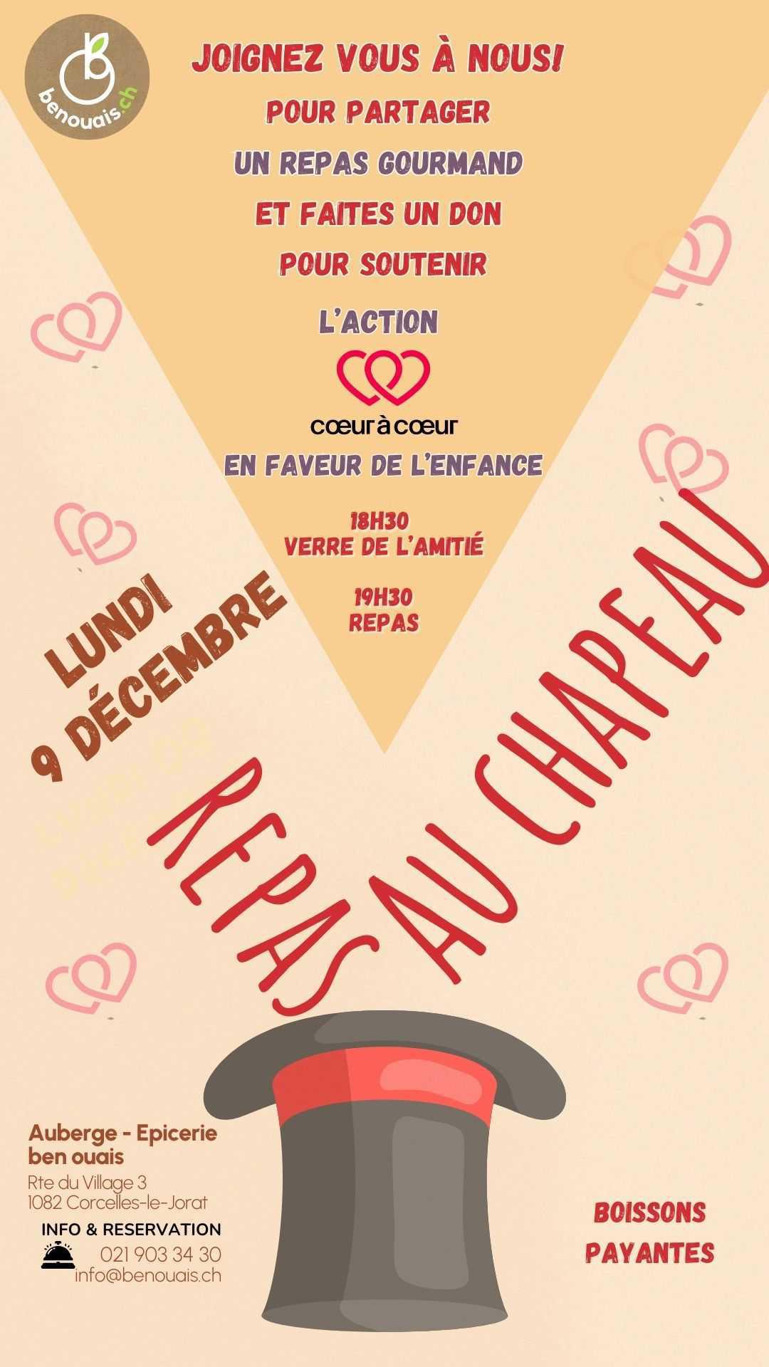 Repas au Chapeau pour Coeur à Coeur