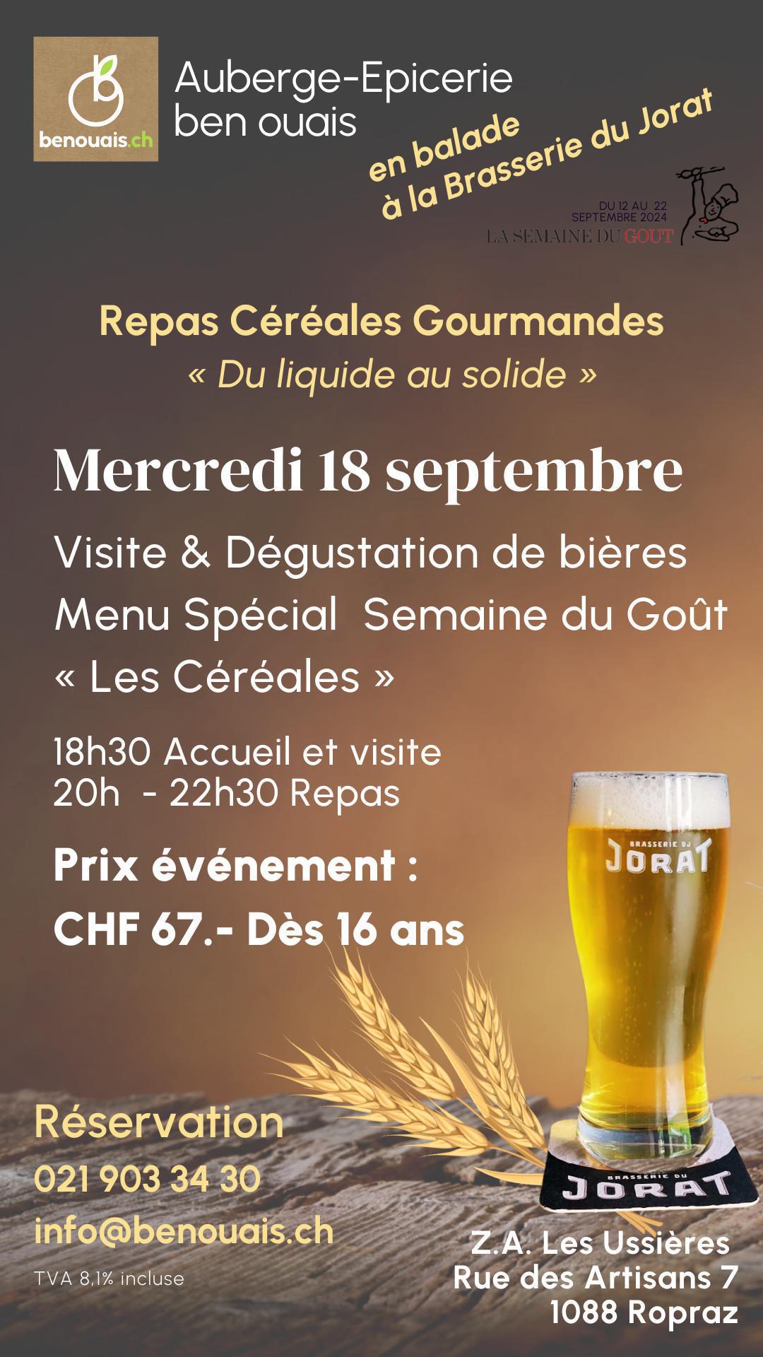 Visite. Dégustation. Bière & Menu spécial Céréales Visite. Dégustation. Bière & Menu spécial Céréales