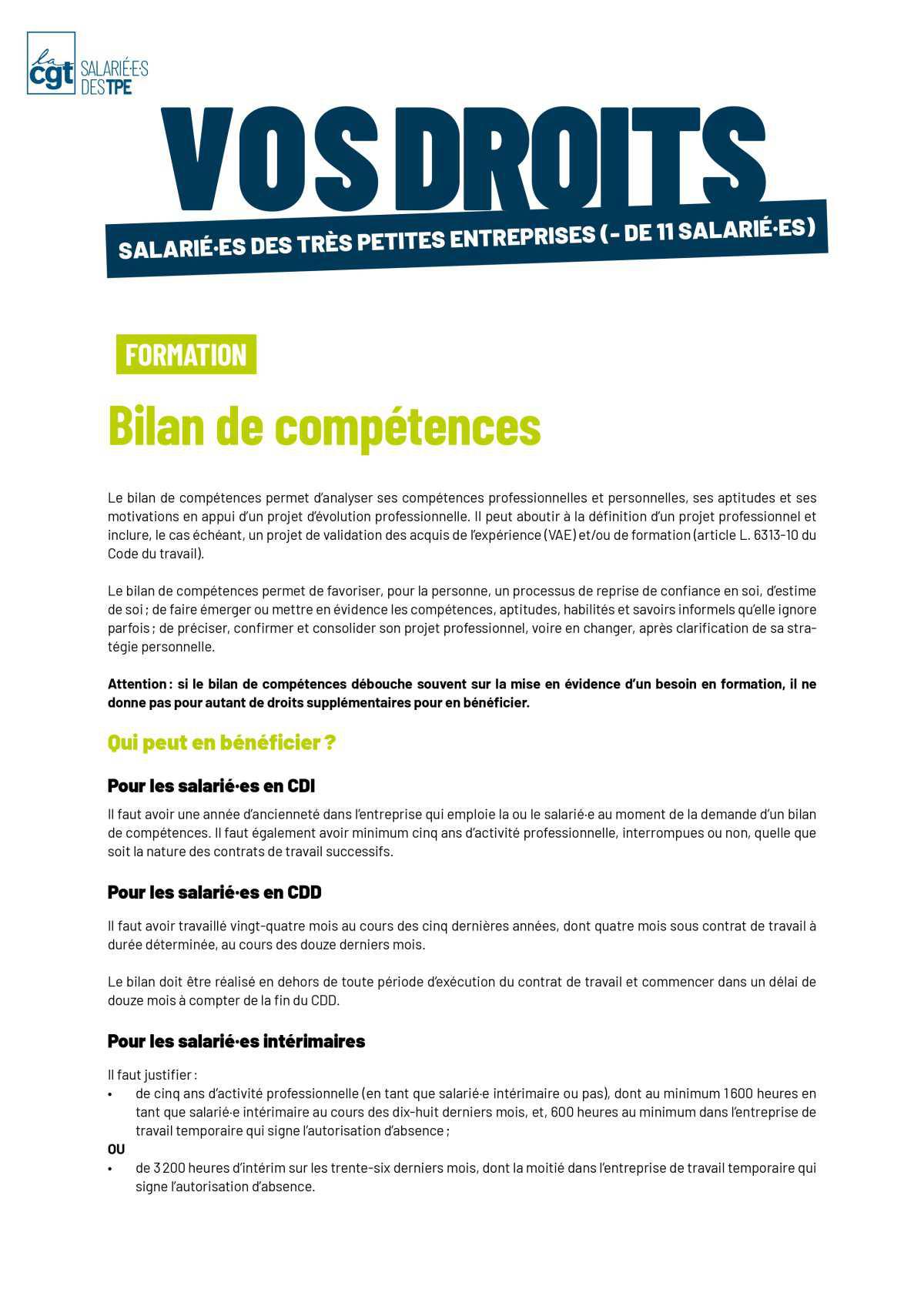 Bilan de compétences