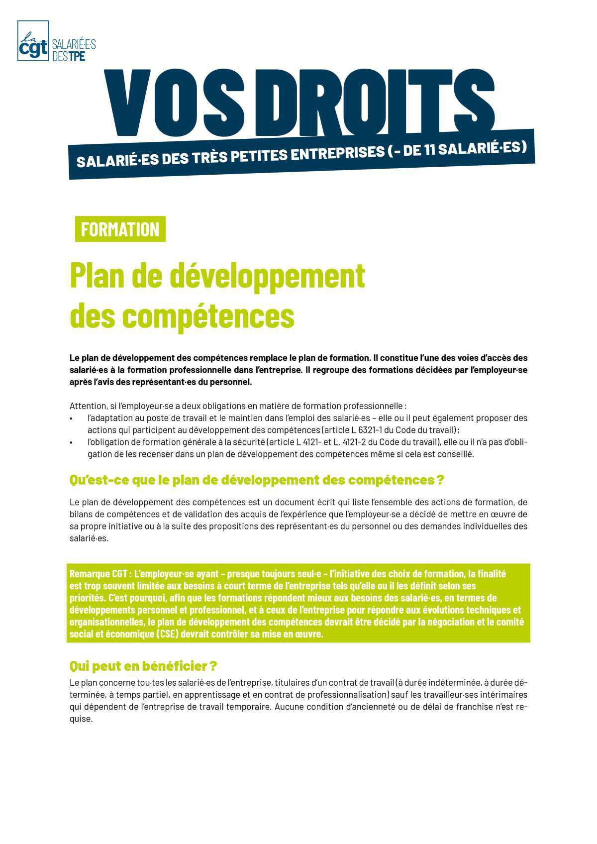 Plan de développement des compétences