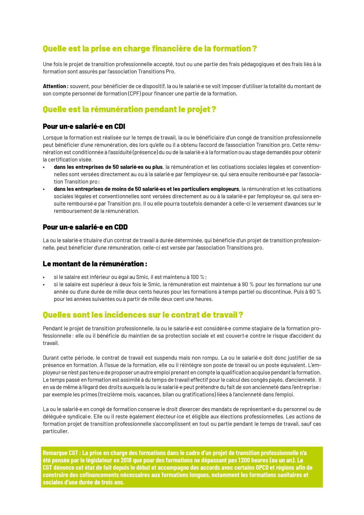 Projet de transition professionnelle