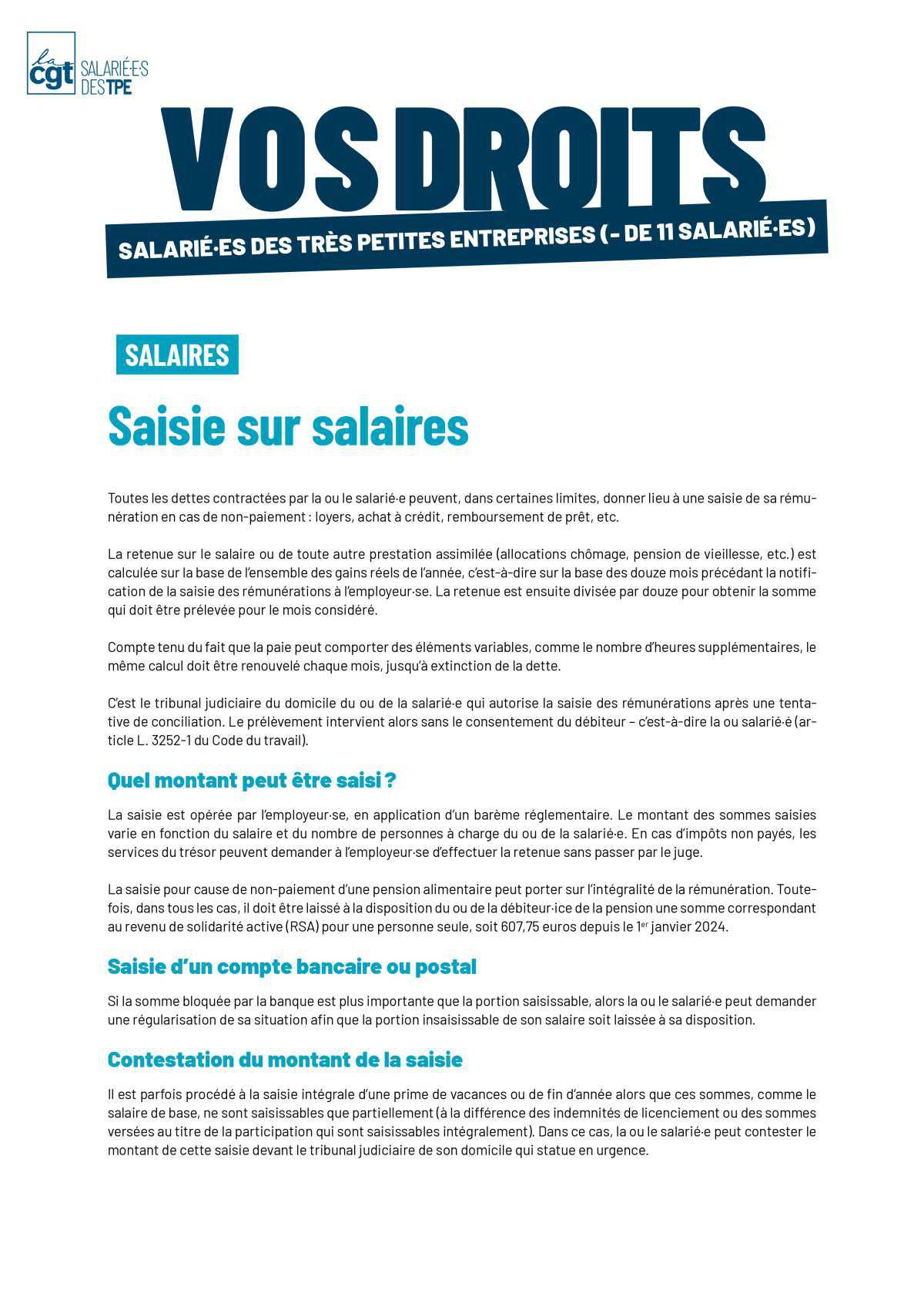 Saisie sur salaires