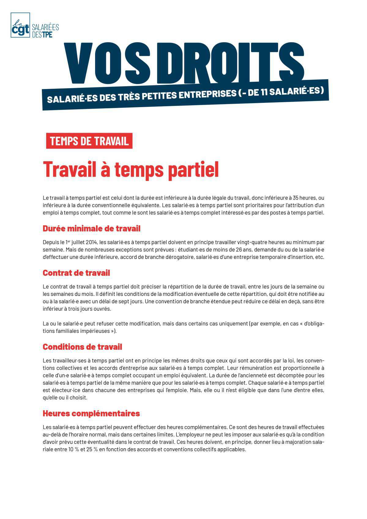 Travail à temps partiel