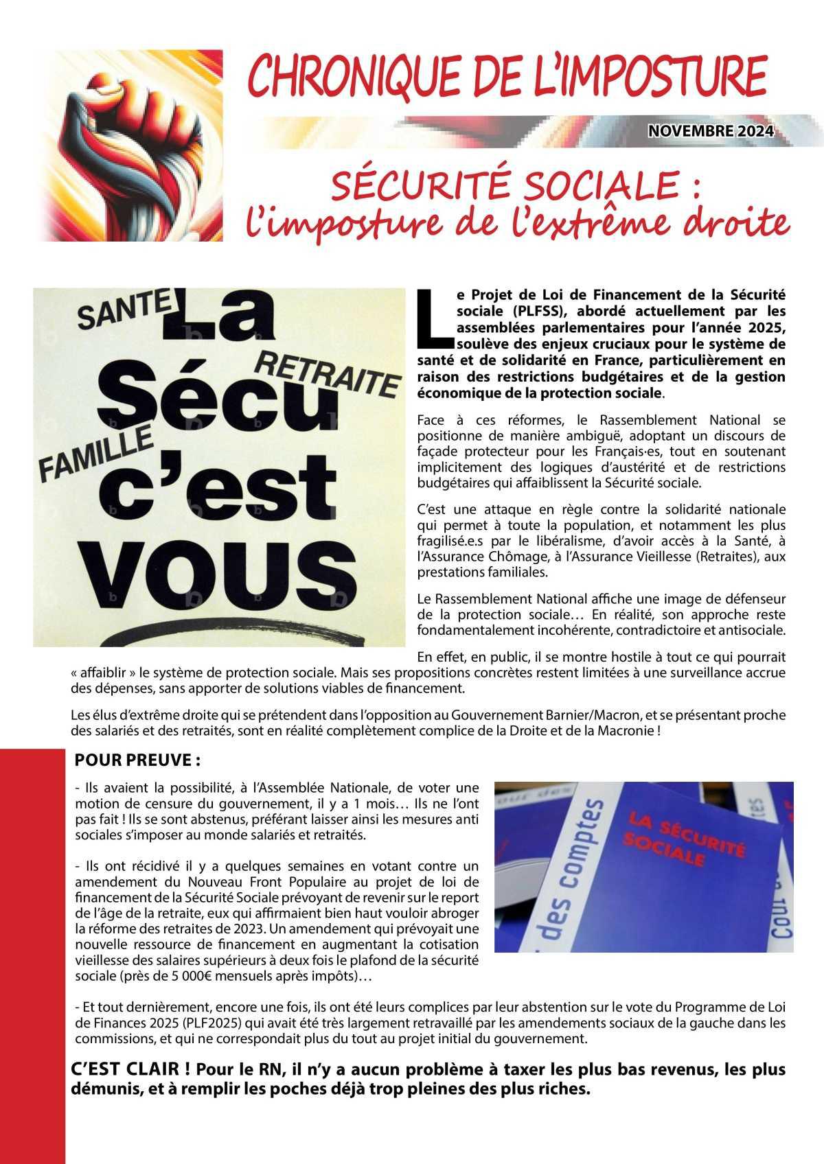 La chronique de l'imposture - Nov 2024