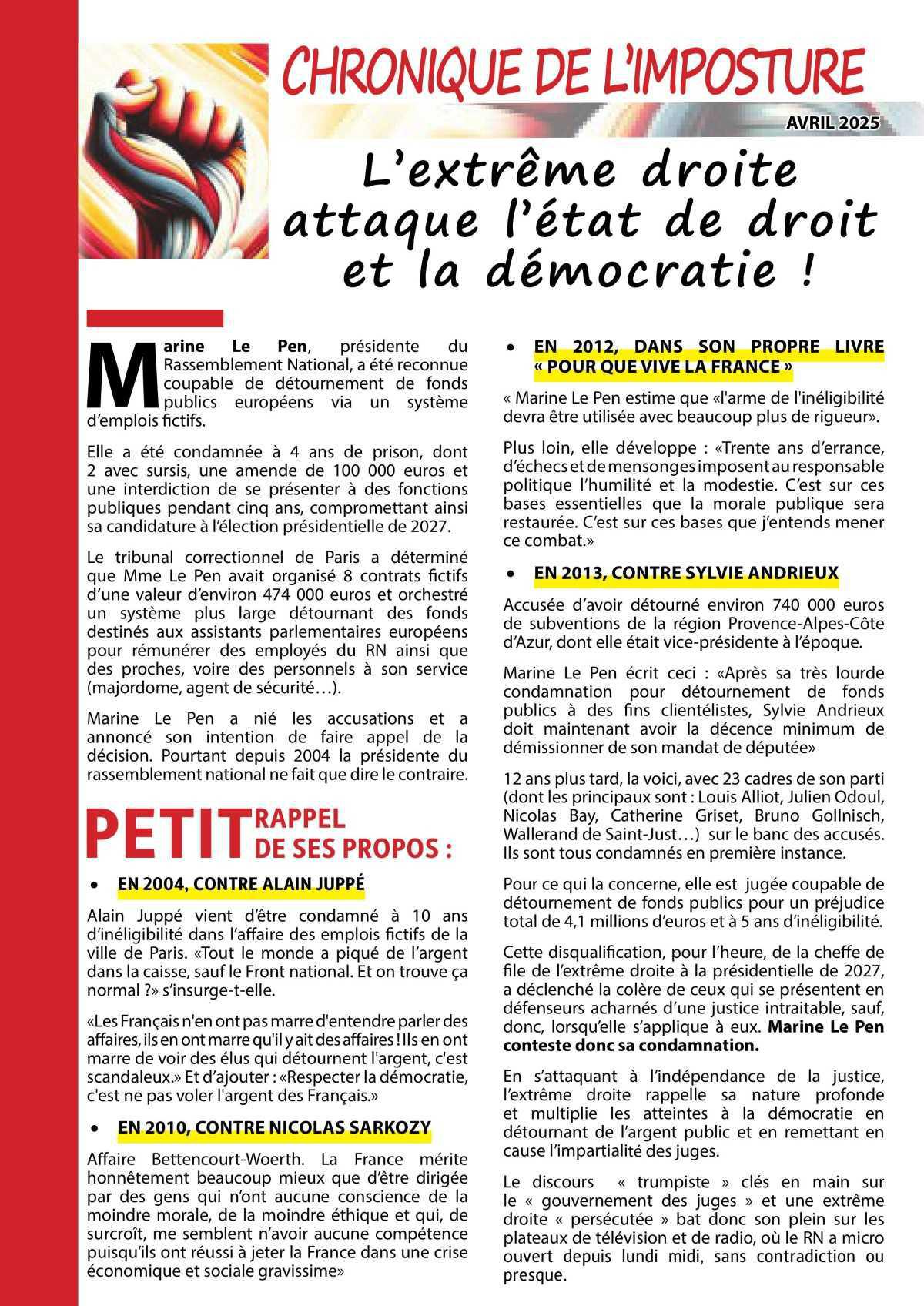 La chronique de l'imposture - Avril 2025