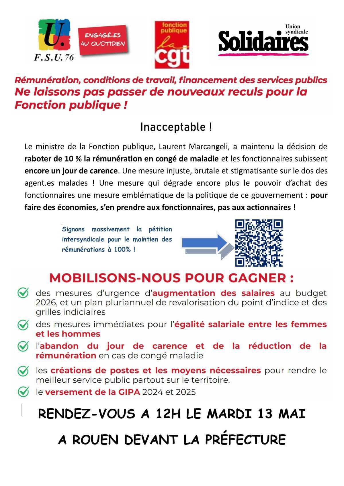 13 Mai: Mobilisation de la Fonction publique et Services Publics