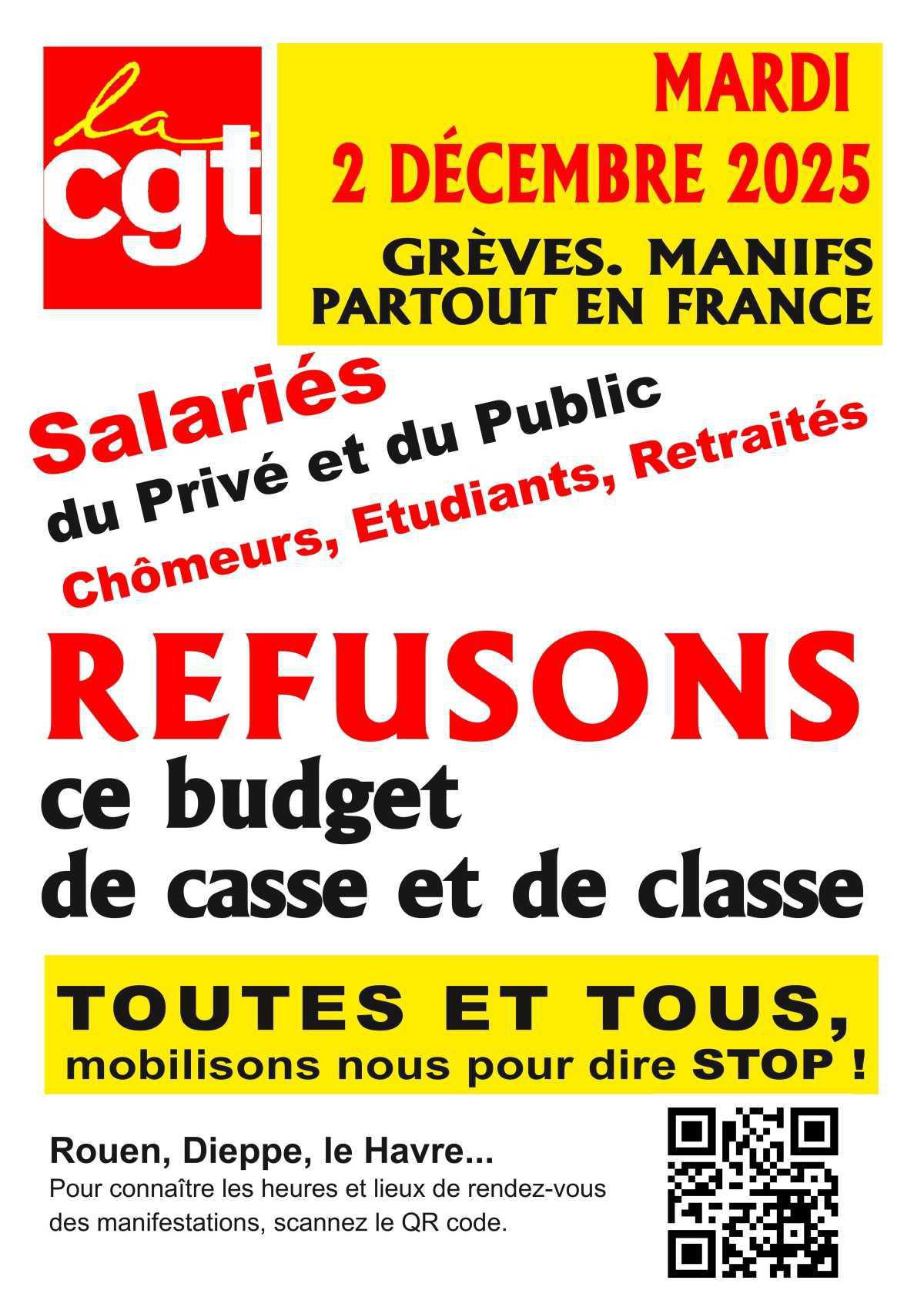 2 Déc: Refusons ce budget de casse et de classe ! Grèves et Manifestations ! 2 Déc: Refusons ce budget de casse et de classe ! Grèves et Manifestations !
