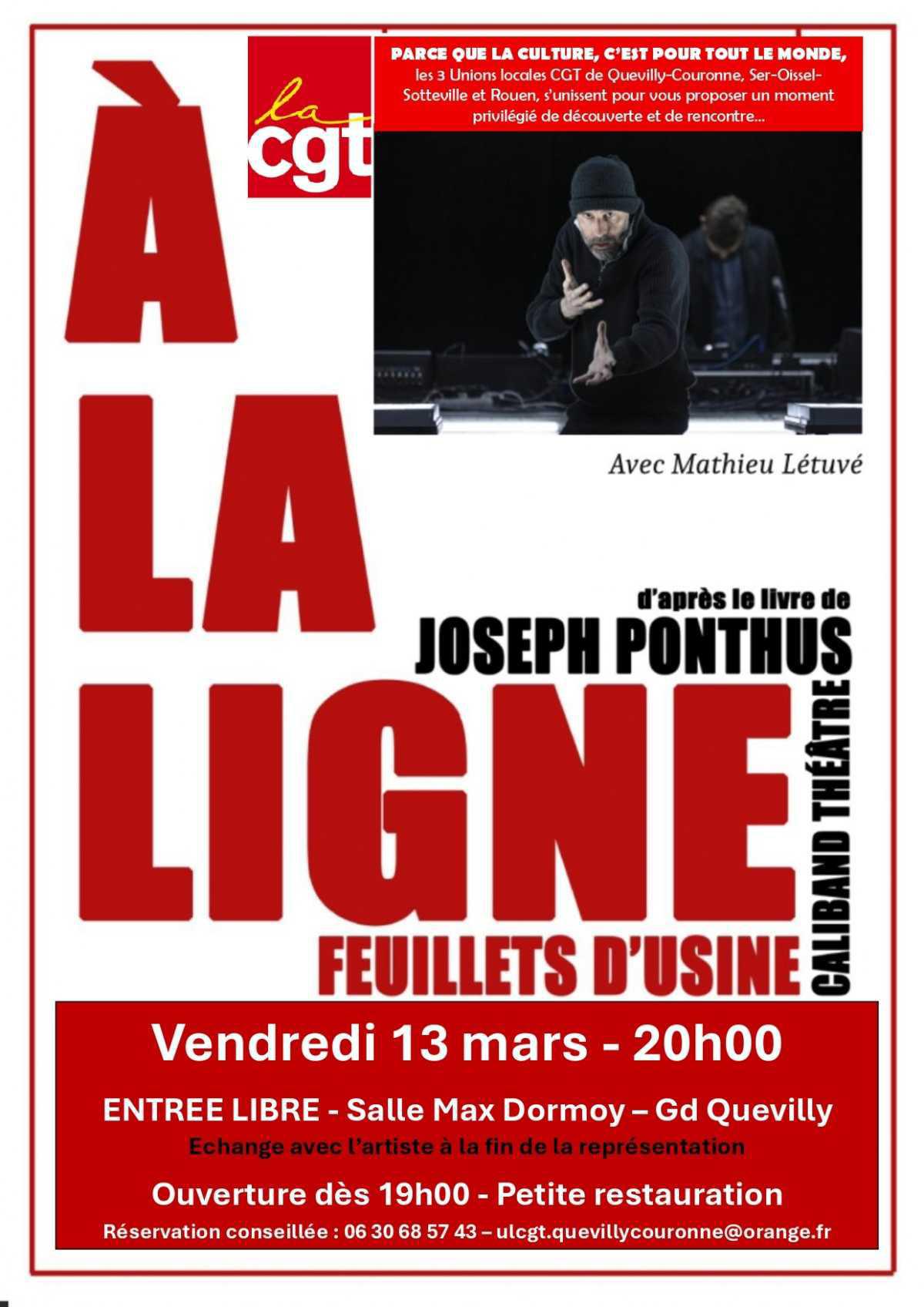 13 Mars: A la ligne feuillet d'usine (théâtre populaire)