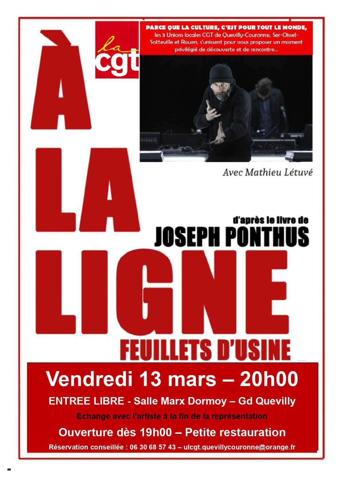 13 Mars: A la ligne feuillet d'usine (théâtre populaire)