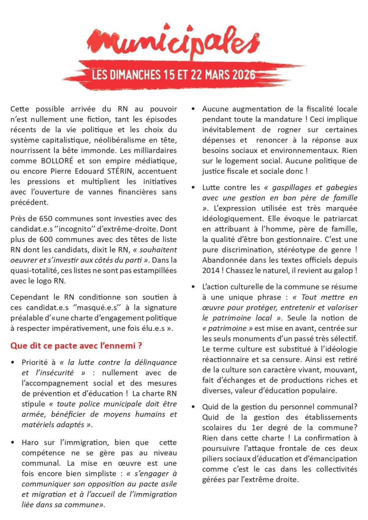 15 & 22 mars: Municipales => Pas une Voix pour l'Extrême Droite !