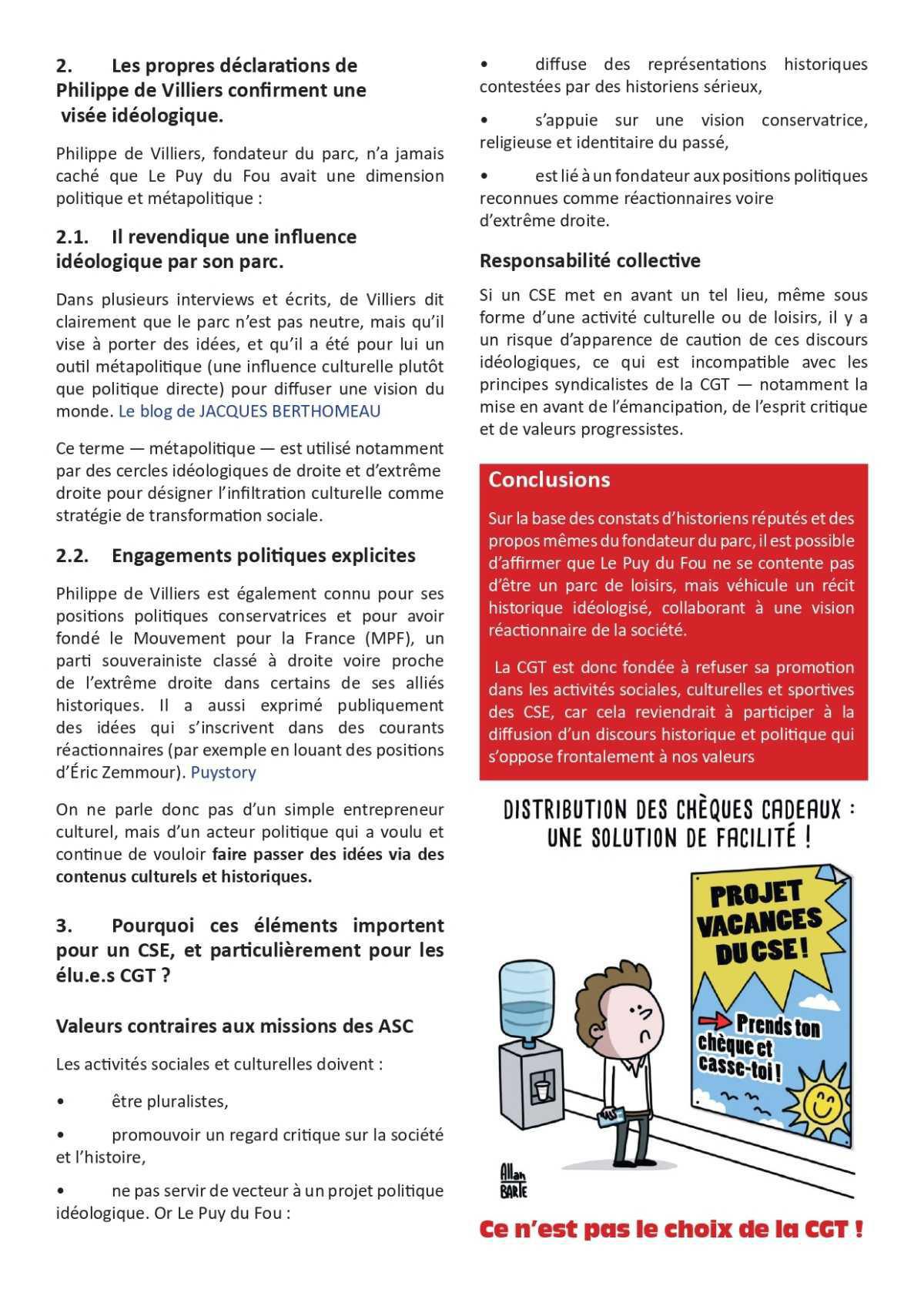 Pourquoi la CGT refuse de mettre en avant "le Puy du Fou" dans les Activités Sociales et Culturelles ? Pourquoi la CGT refuse de mettre en avant "le Puy du Fou" dans les Activités Sociales et Culturelles ?