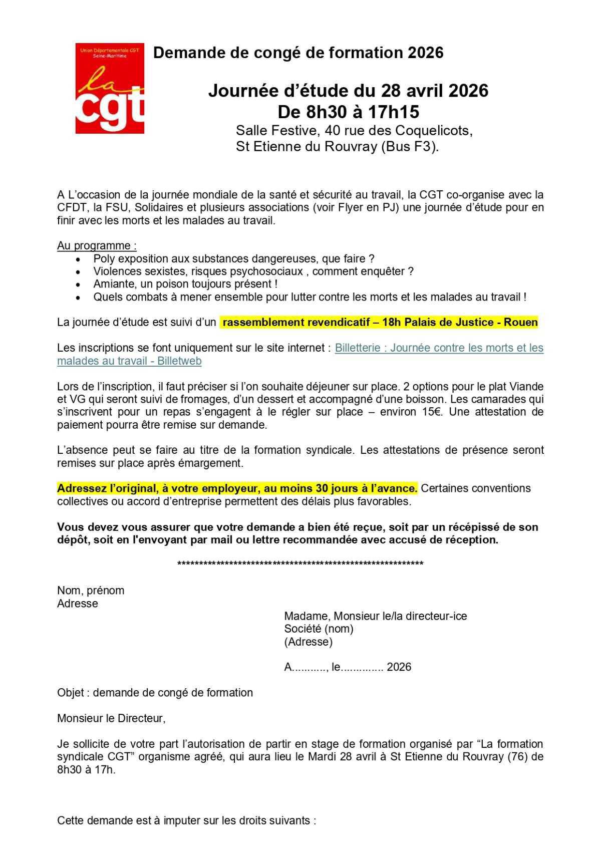 28 Avril: Journée mondiale de la Santé et la Sécurité au Travail