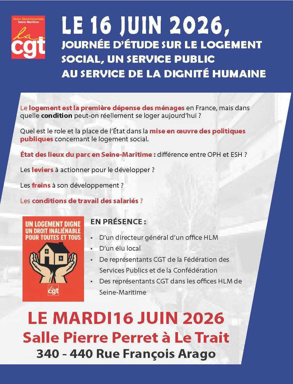 16 Juin: Journée CGT sur le LOGEMENT