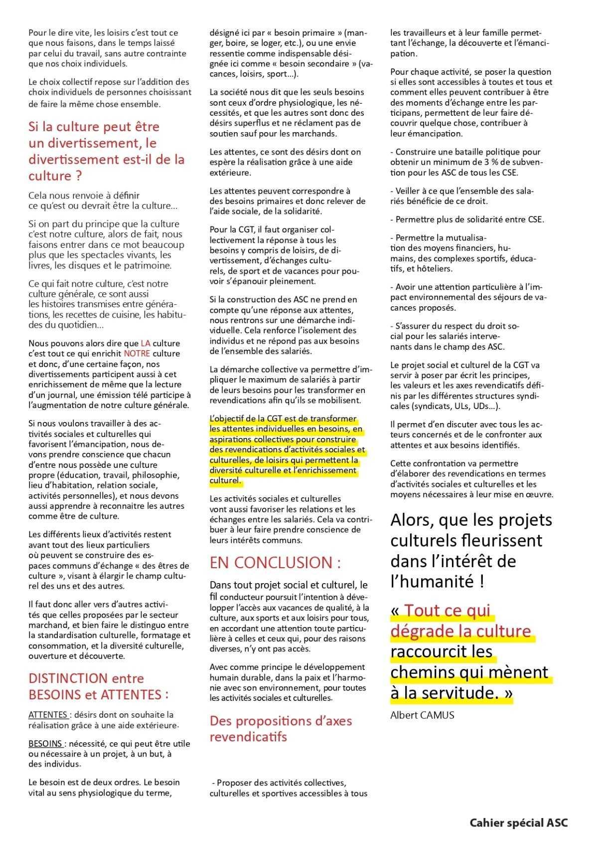 Cahier Spécial Activité Sociales Culturelles Sportives et Education Populaire - Juin 2026