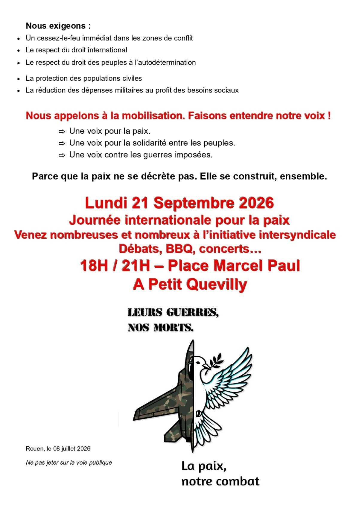 21 Septembre: Journée Internationale pour la PAIX ! 21 Septembre: Journée Internationale pour la PAIX !