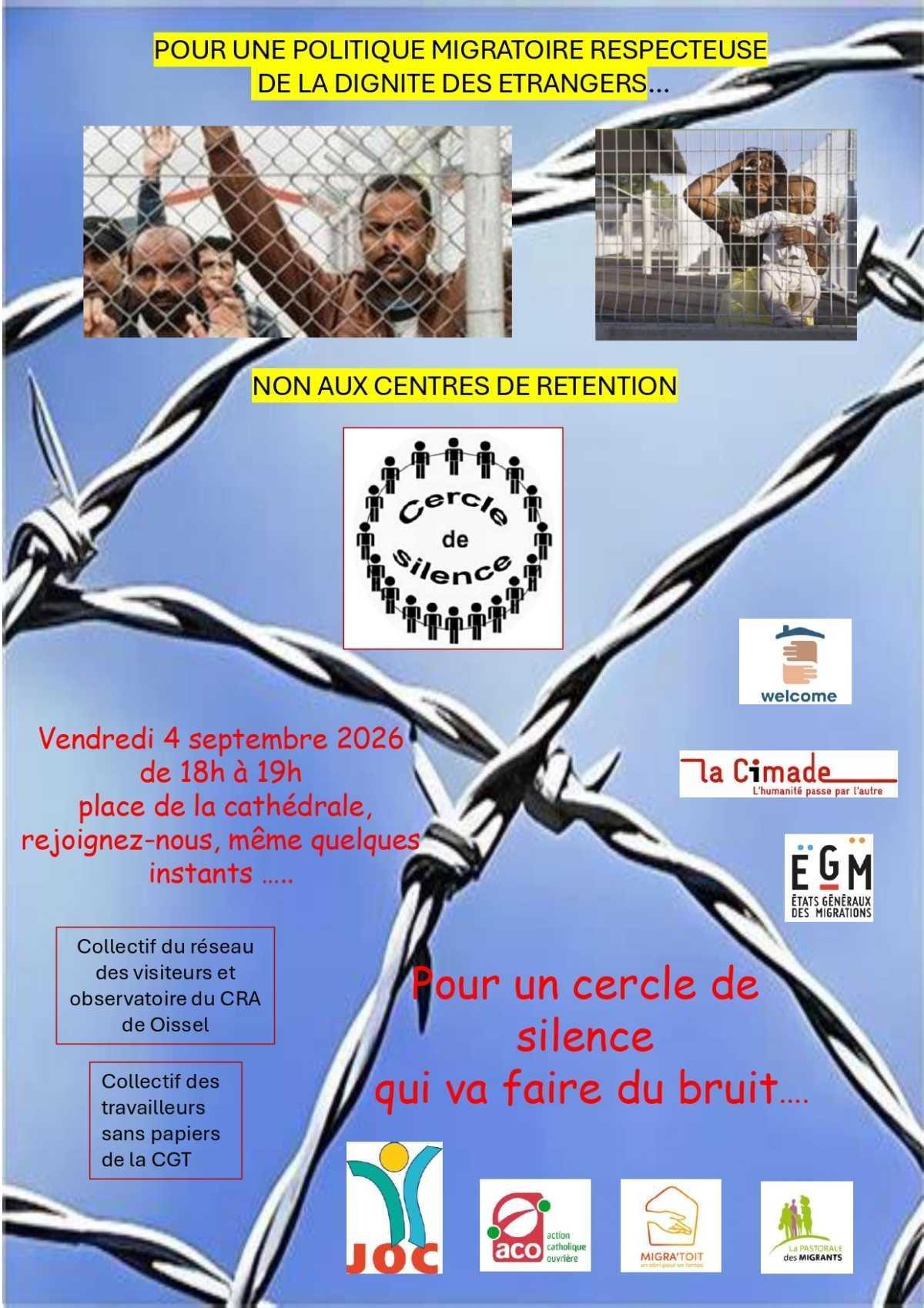 4 Sept - Non aux Centre de Rétention - 18h Place Cathédrale Rouen