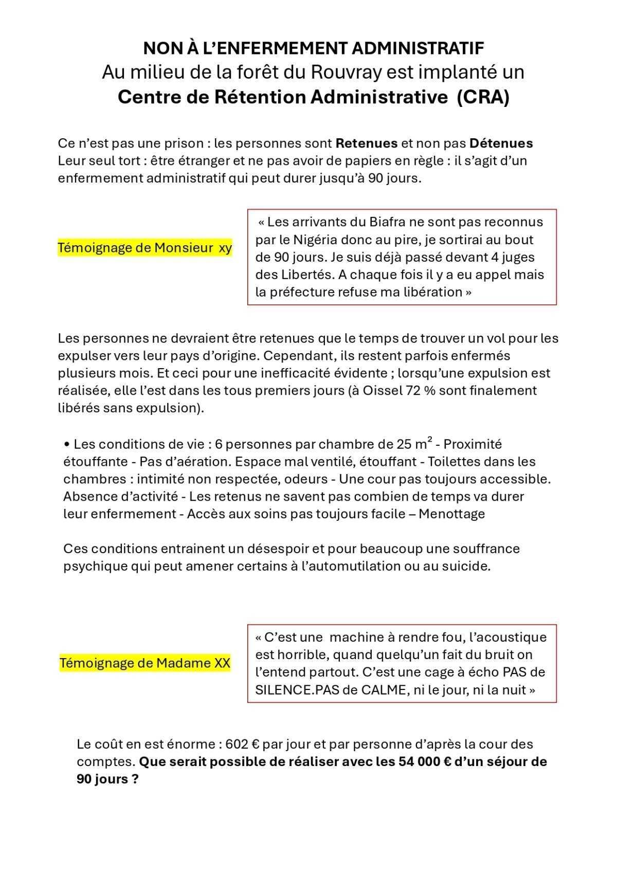 4 Sept - Non aux Centre de Rétention - 18h Place Cathédrale Rouen