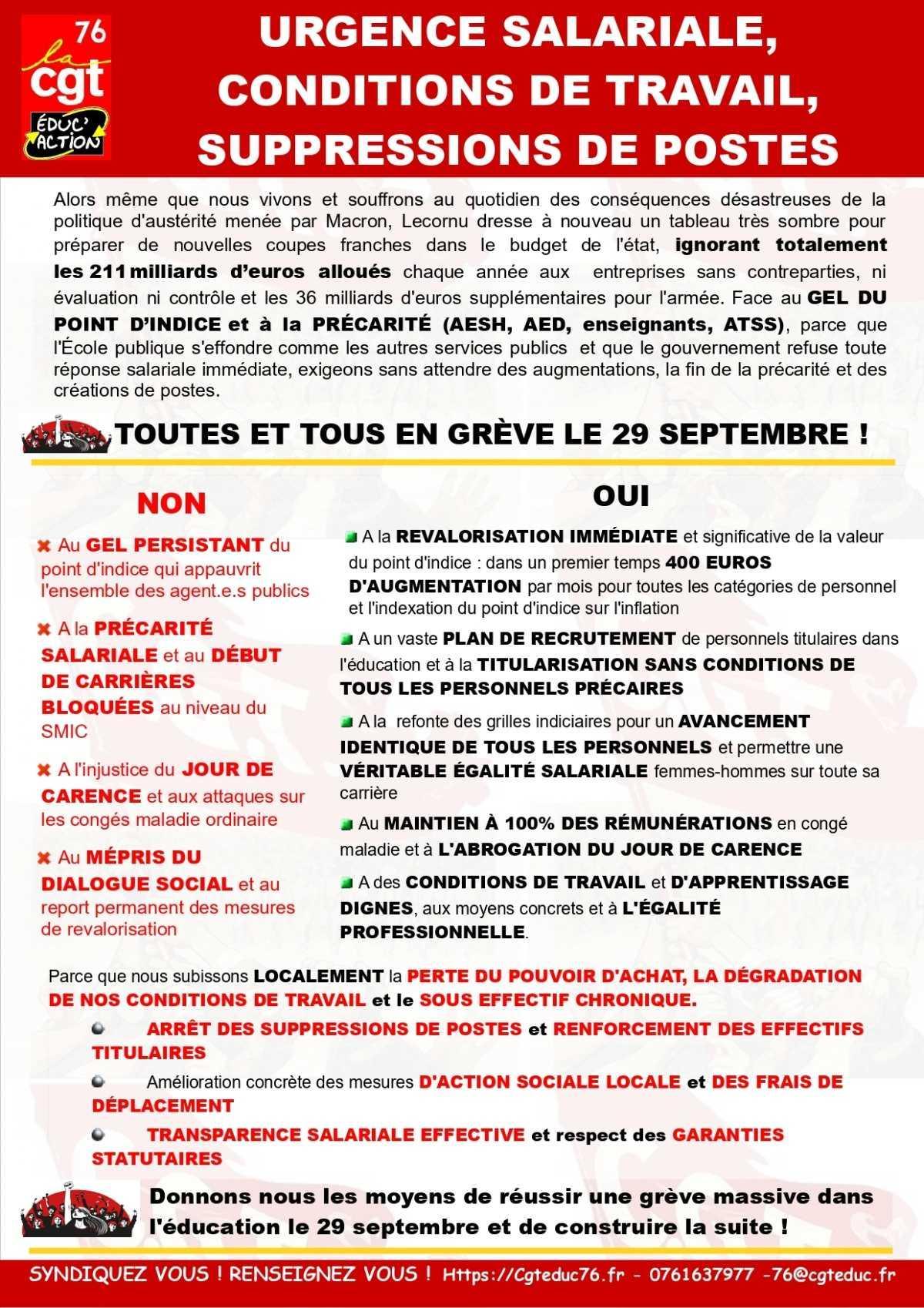 29 Septembre: Mobilisations Services Publics !