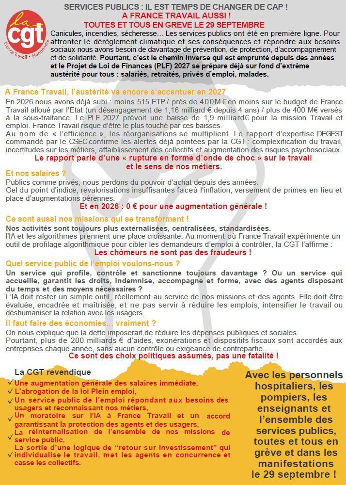 29 Septembre: Mobilisations Services Publics !