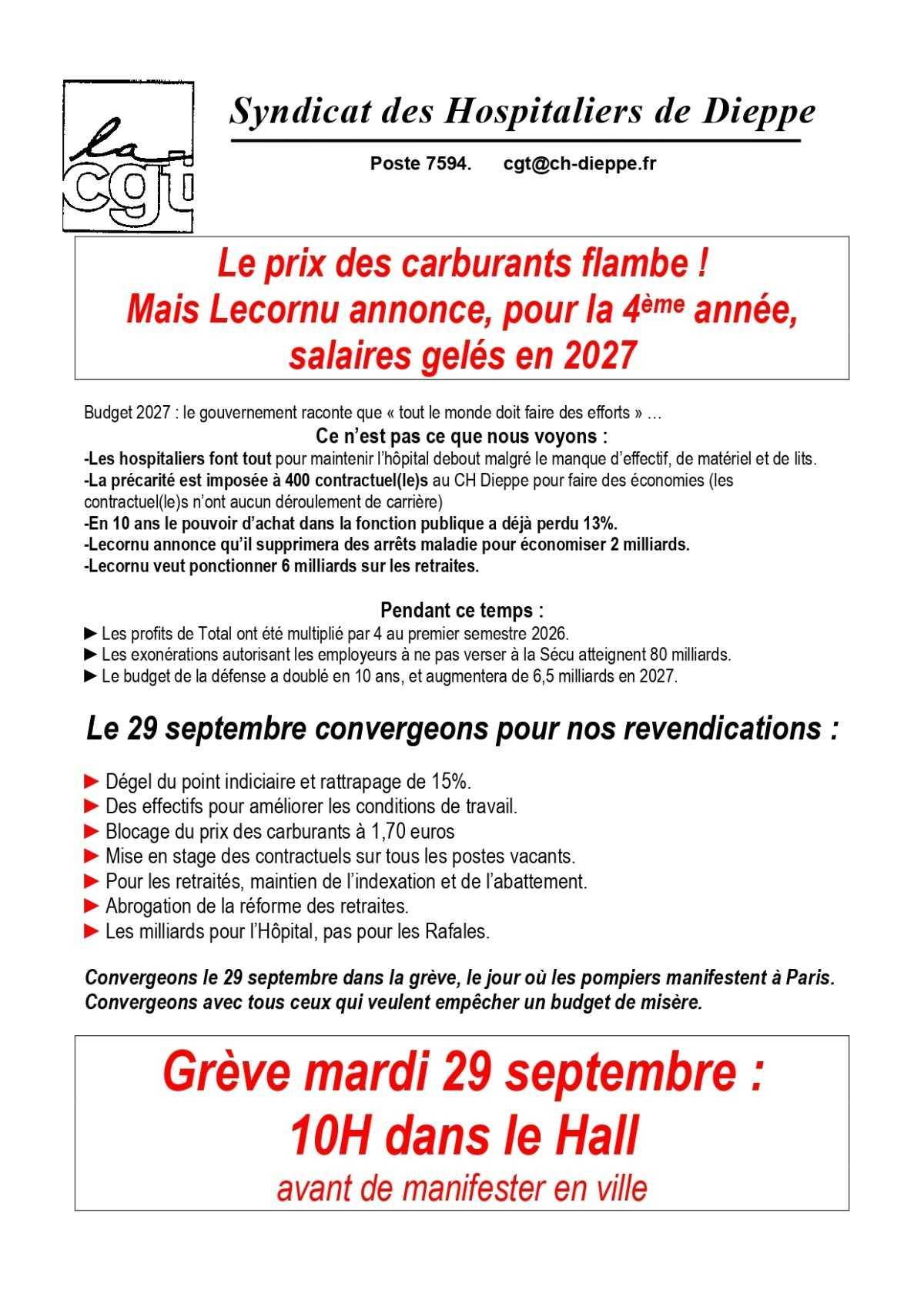 29 Septembre: Mobilisations Services Publics !