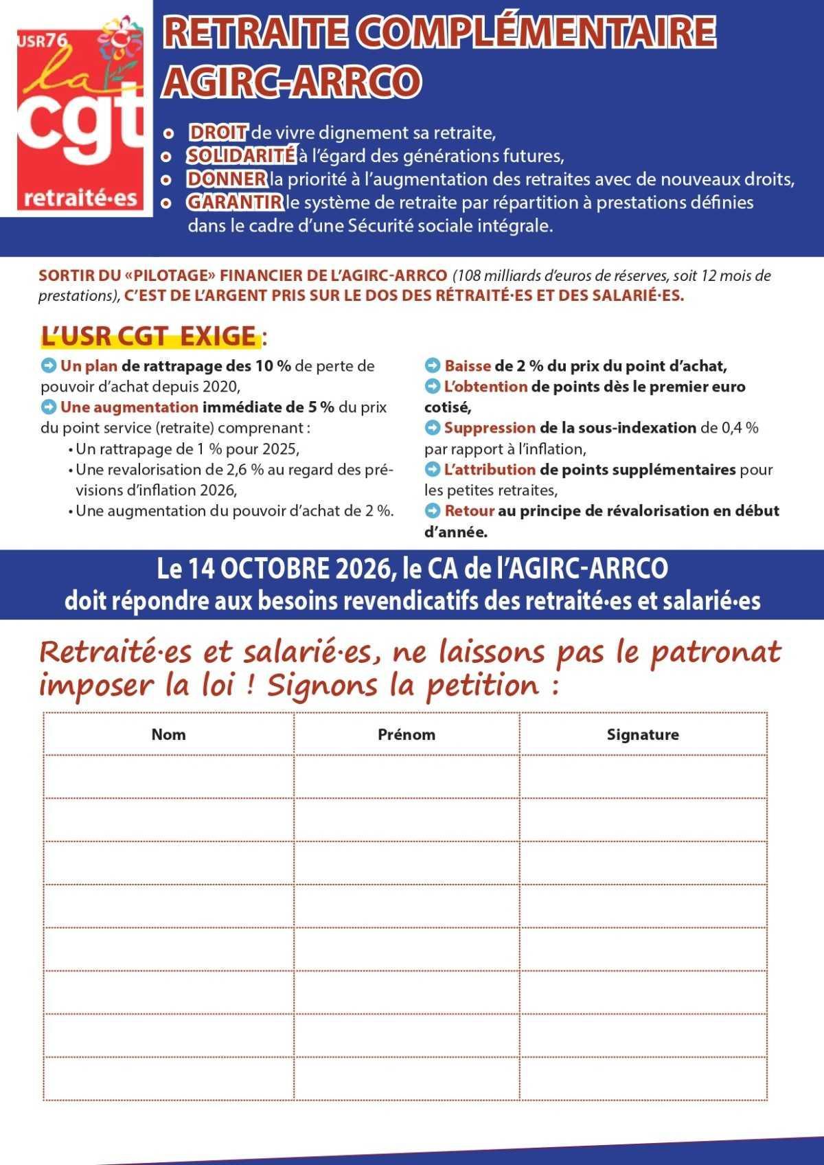 14 Octobre: Mobilisations pour les Retraites et complémentaires !