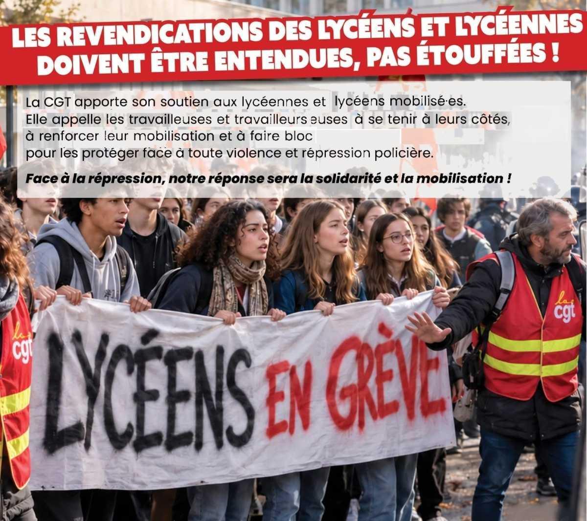 13 Oct: La CGT encore aux côtés des lycéens-nes et étudiant.e.s