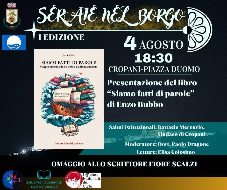 Presentazione libro "Siamo Fatti di parole" di Enzo Bubbo (start h. 18.30) 