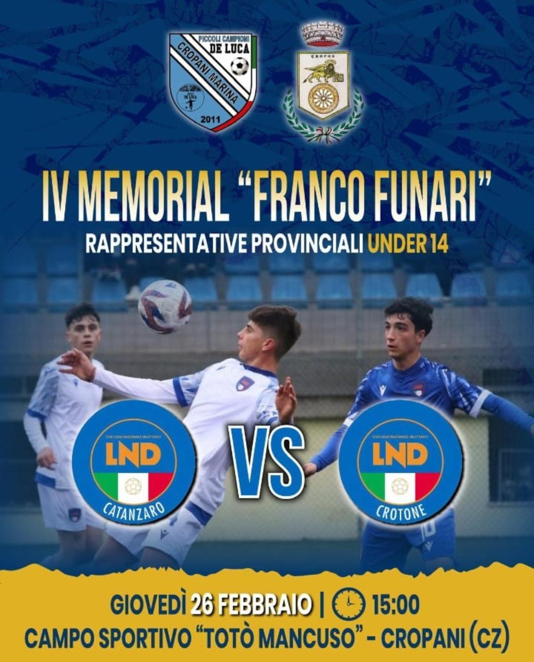 IV Memorial "Franco Funari" (inizio ore 15.00)