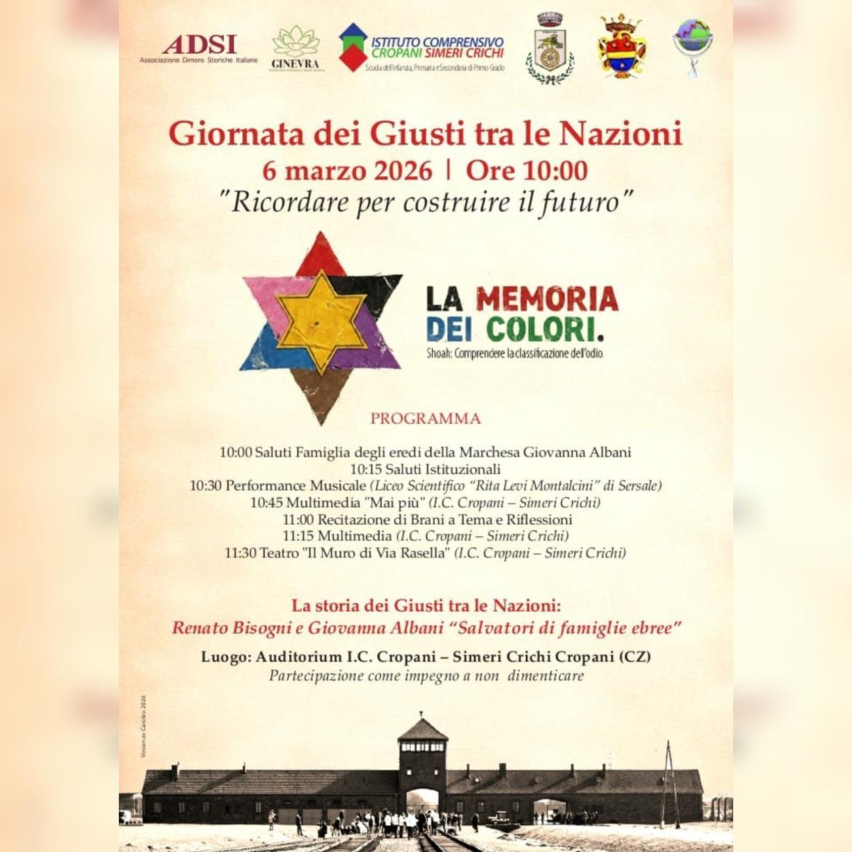 Giornata dei Giusti tra le Nazioni "Ricordare per costruire il futuro" (dalle ore 10.00) Giornata dei Giusti tra le Nazioni "Ricordare per costruire il futuro" (dalle ore 10.00)