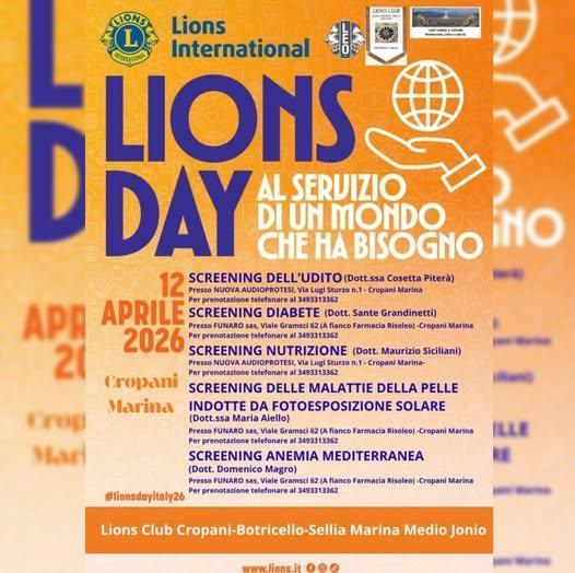 Lions Day 2026: Screening Sanitari Gratuiti a Cropani Marina
