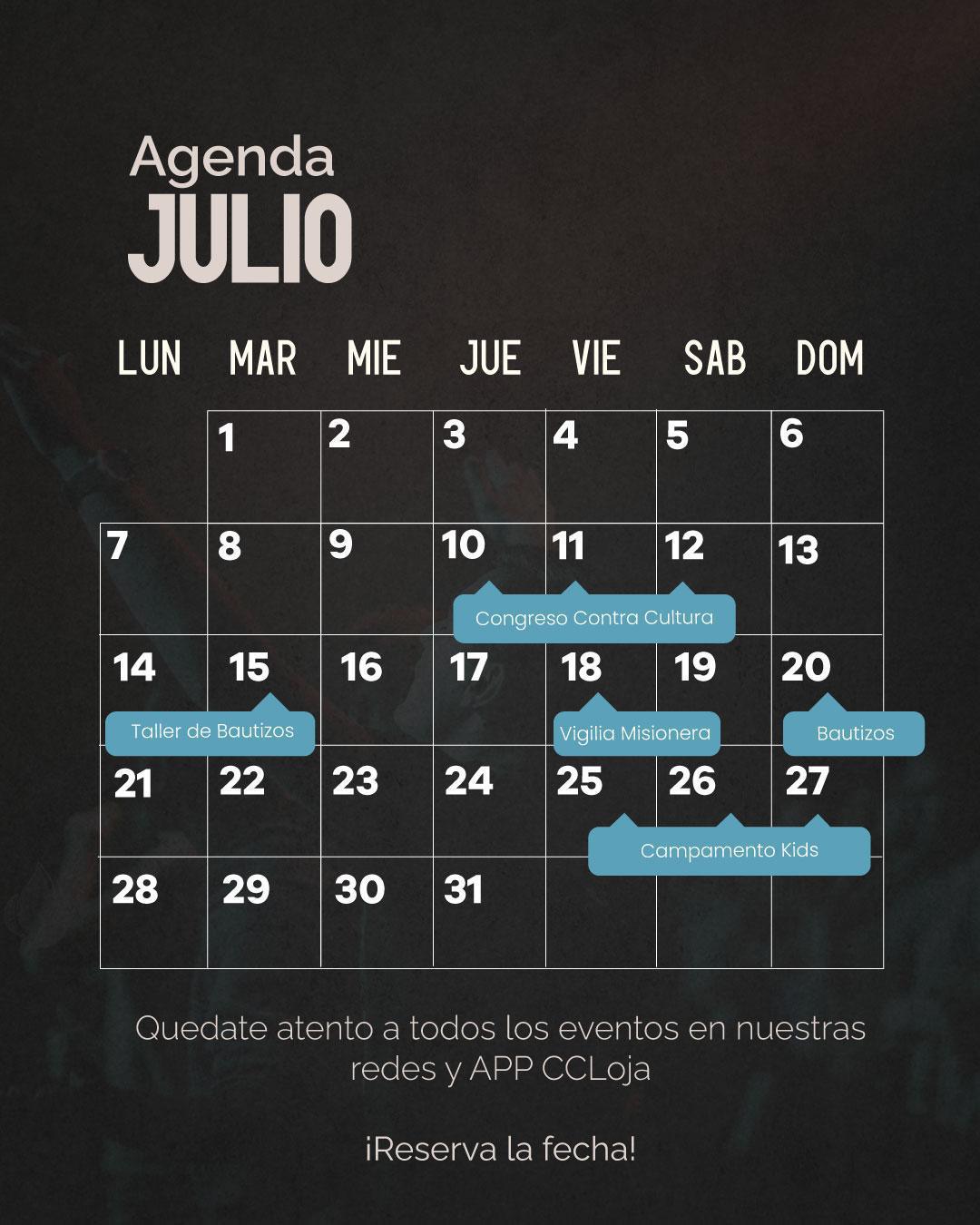 TODOS LOS EVENTOS DE JULIO