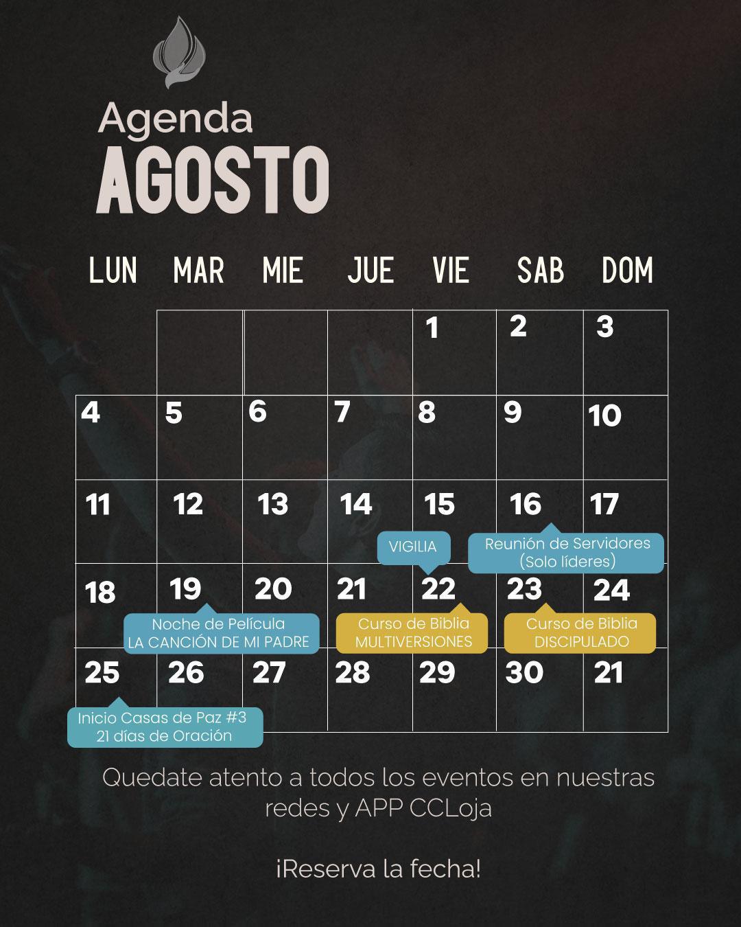 AGENDA DE AGOSTO