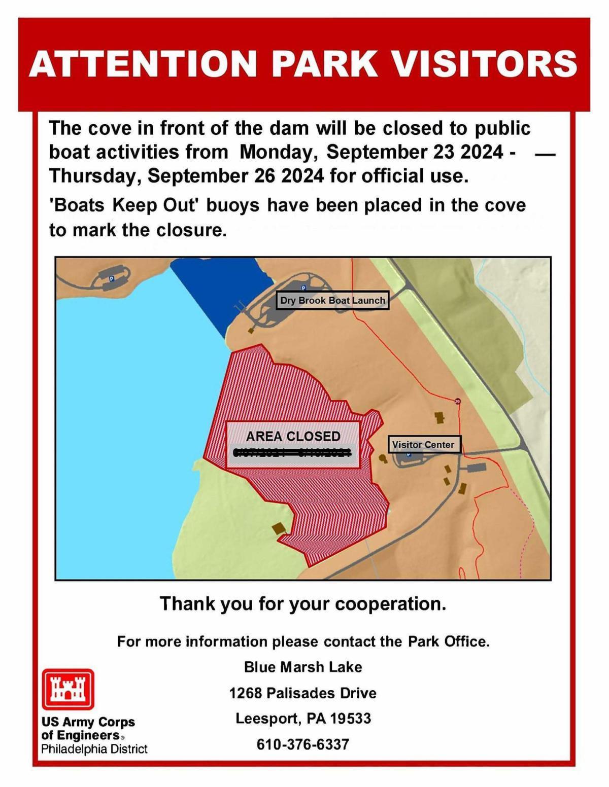 Blue Marsh Lake: Portion of lake closed for official use Blue Marsh Lake: Portion of lake closed for official use