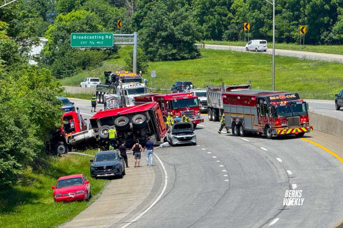 Wyomissing: Overturned Dump Truck on 422 East