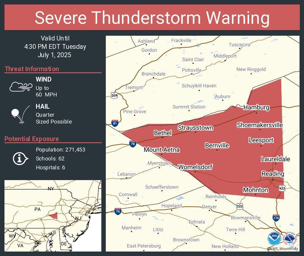 Severe Thunderstorm Warning: Central Berks