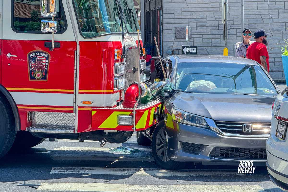 Reading fire engine involved in crash at South 6th and Cherry streets