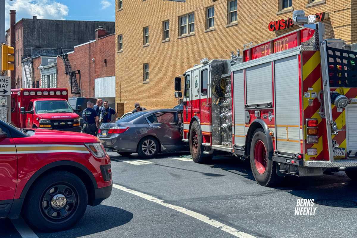 Reading fire engine involved in crash at South 6th and Cherry streets