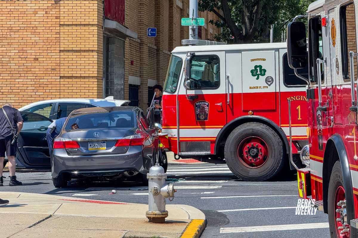 Reading fire engine involved in crash at South 6th and Cherry streets