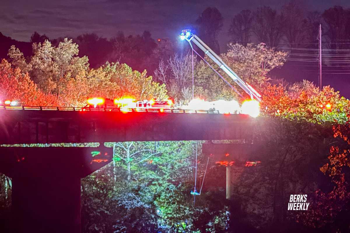 Cumru Township: Accident on 422 West, Vehicle Over Bridge 