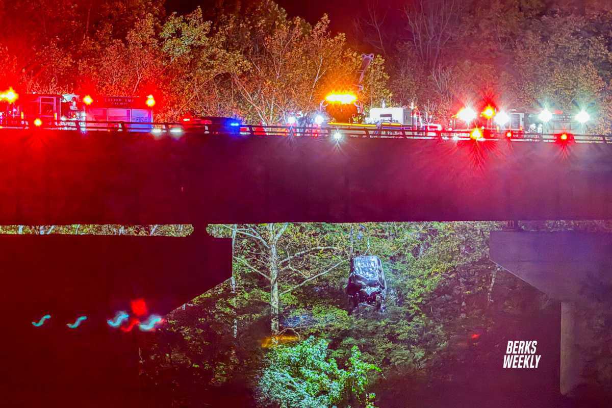 Cumru Township: Accident on 422 West, Vehicle Over Bridge 
