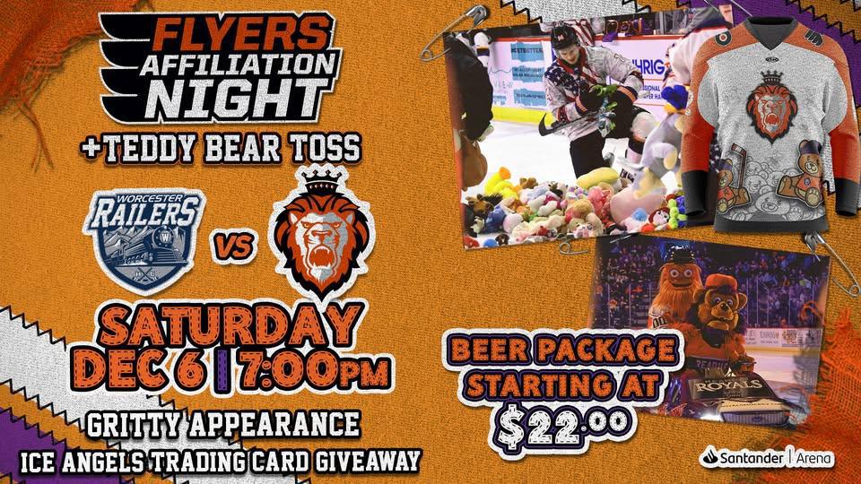 Reading Royals Home Game: Flyers Affiliation Night + Teddy Bear Toss