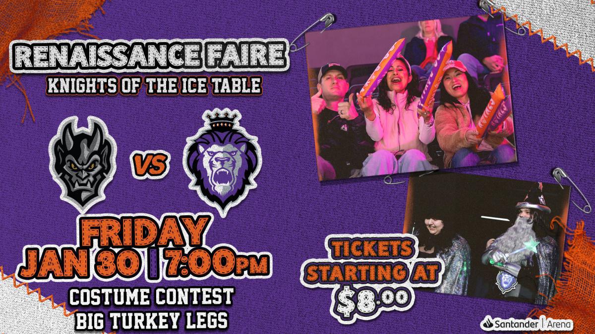 Reading Royals Home Game: Renaissance Faire - Knights Of The Ice Table