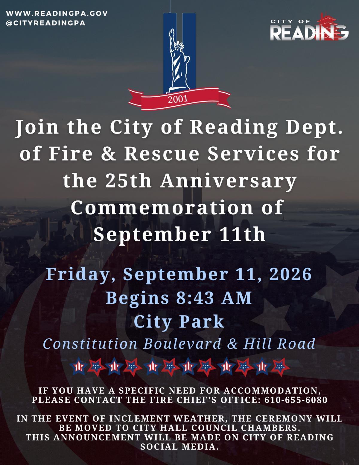 25th Anniversary of September 11th Attacks with Memorial Service
