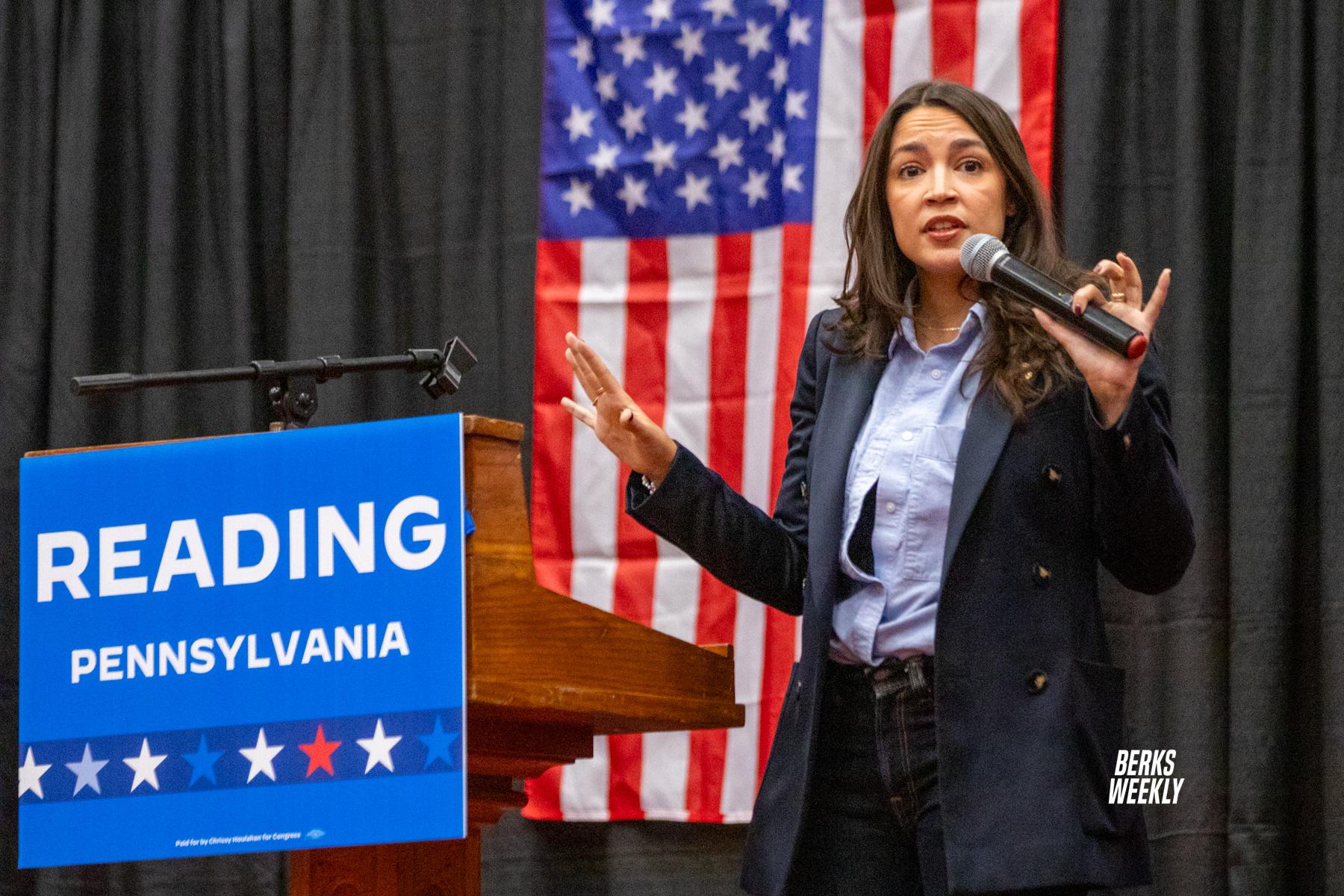 AOC & Chrissy Houlahan lead election Pep Rally in Reading