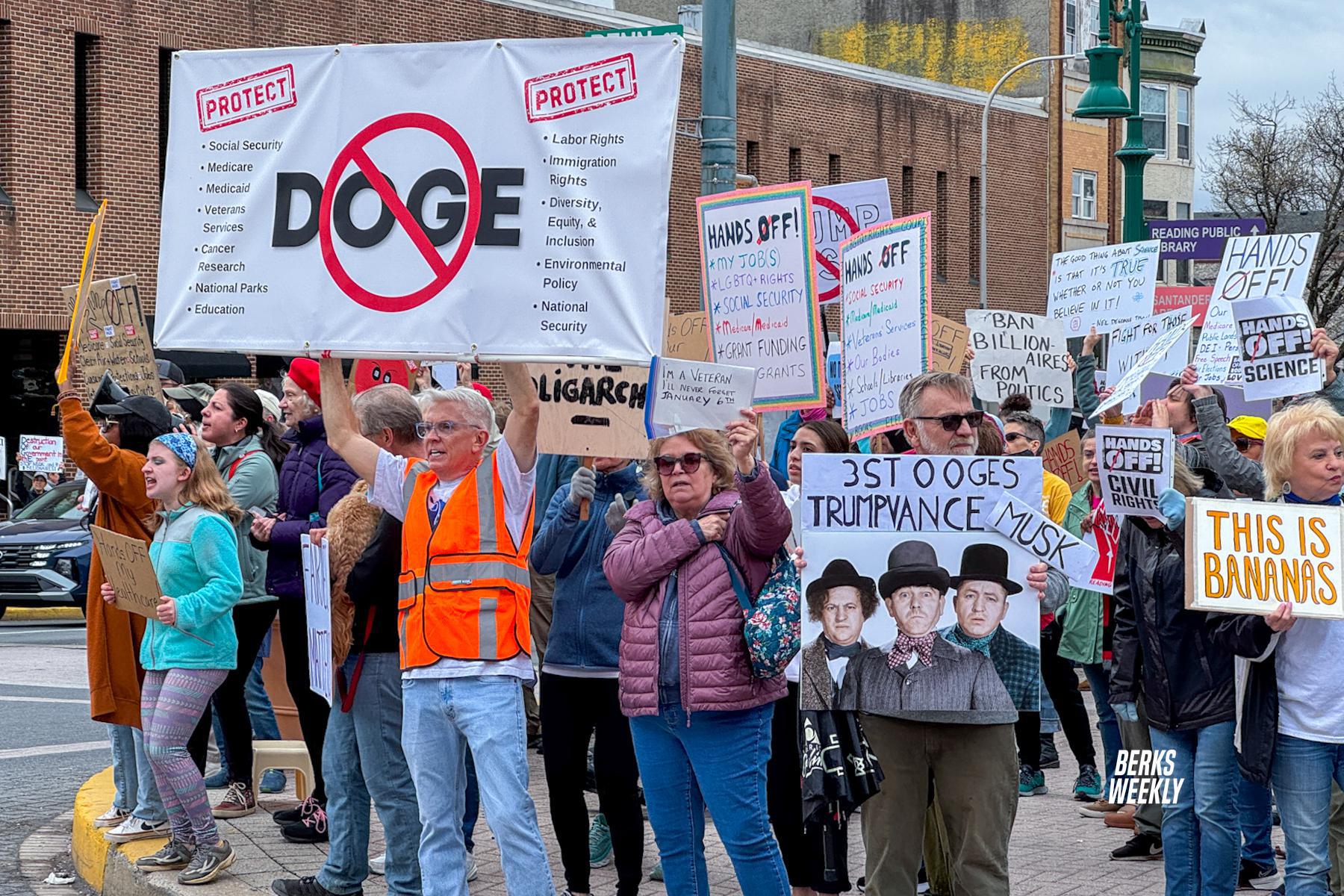 ‘Hands Off’ Protest in Downtown Reading