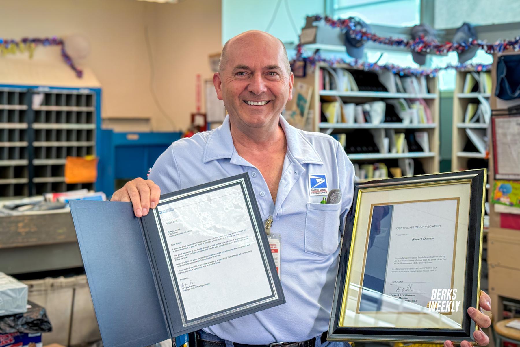 Shoemakersville letter carrier honored for 40 years of service