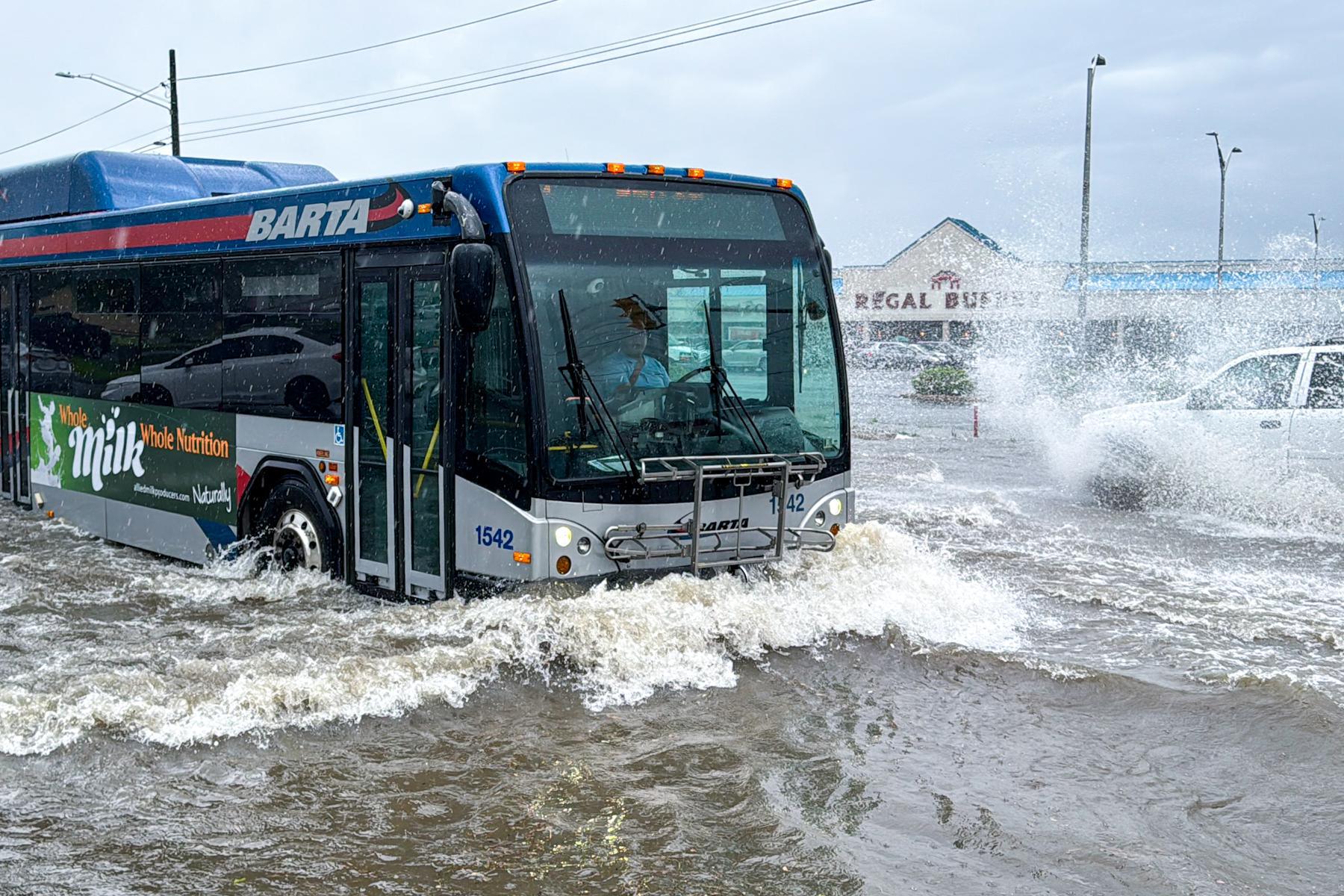 Drivers Navigate High Water on North 5th Street Highway in Muhlenberg Township