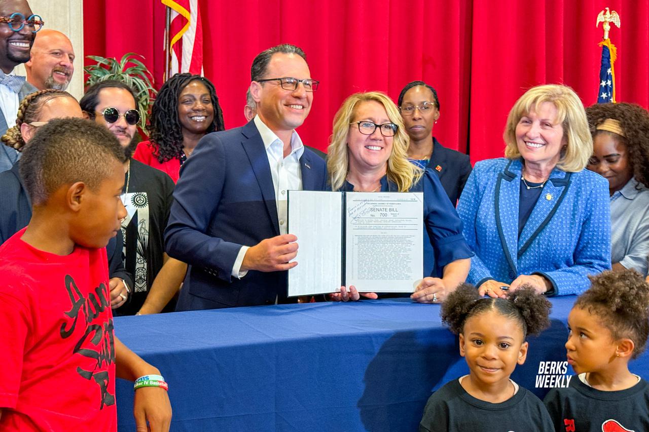 Gov. Shapiro, Sec. Mumin ceremonial bill signing in Reading highlighting investments education